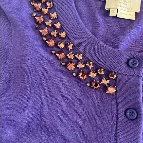 Kate Spade Purple Cardigan with Rhinestones Size XS - Picture 9 of 14